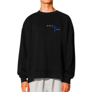 Black sweater blue logo