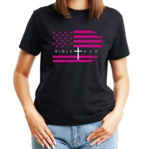 black women t-shirt pink flag front